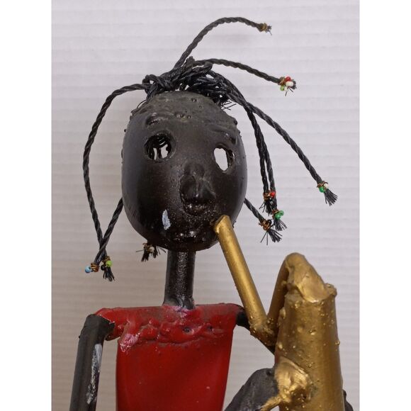 Saxophone Player Sculpture South African Scrap Metal VTG Folk Art Music Theme - Picture 9 of 12